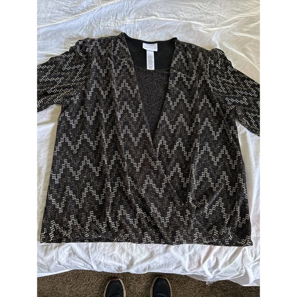 Alfred Dunner Women Black Layered Top Size L - Picture 8 of 10